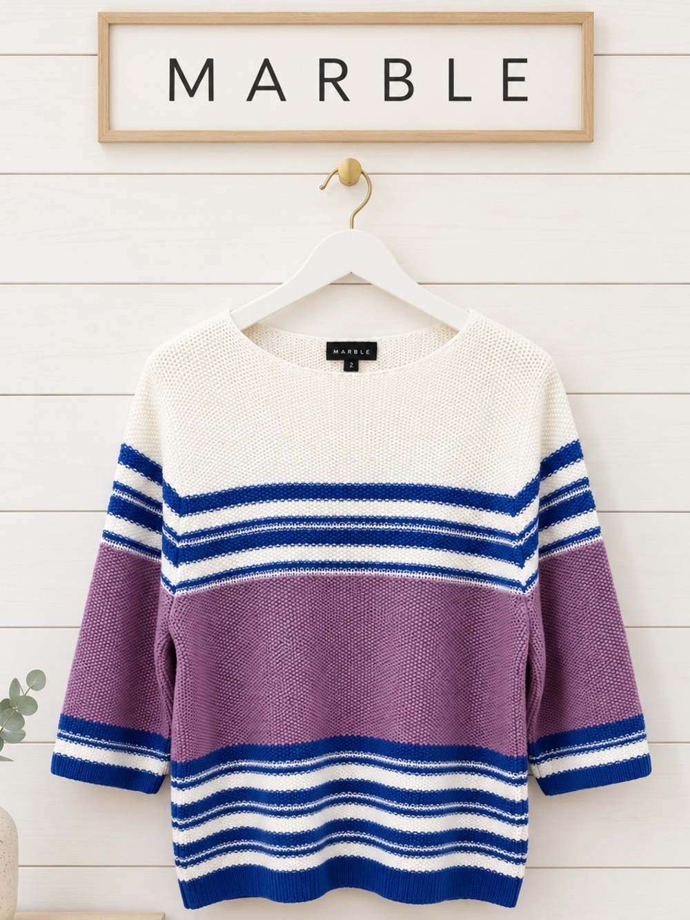 MARBLE Striped Knit Sweater – Size L